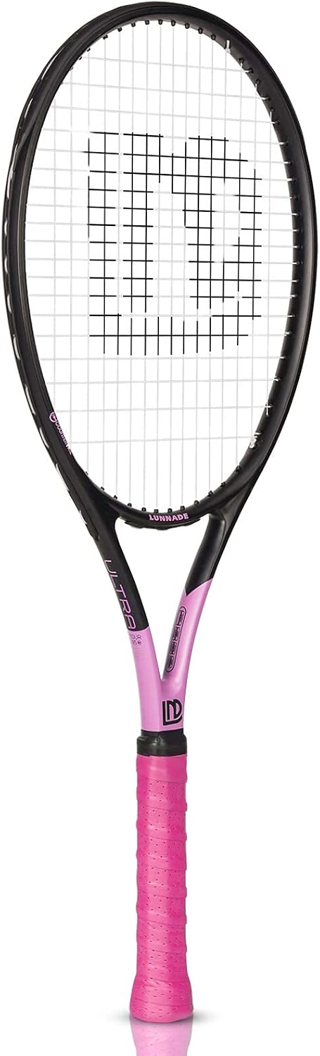 Adults Tennis Racket 27 Inch, Shockproof Carbon Fiber Tennis Racquet Light-Weight, Pre-Strung and Regrip, Suitable for Beginners to Intermediate Players