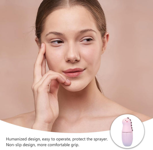 1pc Cartoon Dinosaur Nano Facial Mister Handheld Hydrating Mist Sprayer for Moisturizing Skin USB Rechargeable Portable Steamer for Travel Office and Daily Use Pink