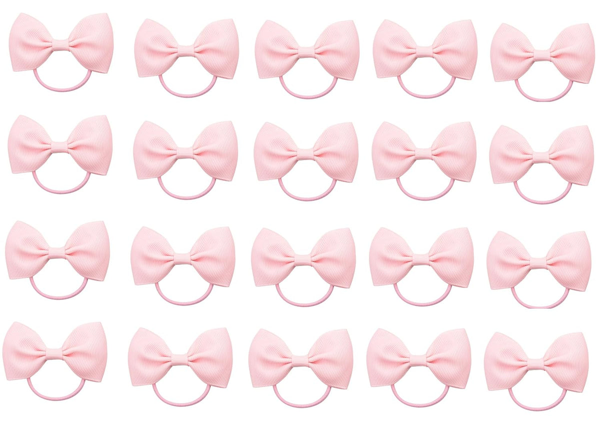 20Pcs Baby Girl Toddlers Hair Bows, Mini Elastic Hair Ties Accessories Bow Ponytail Holder Rubber Hair Bands for Girls Kids Teens (Pink, One Size)