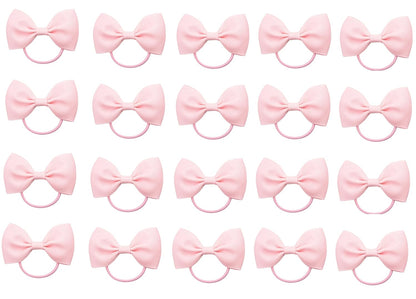20Pcs Baby Girl Toddlers Hair Bows, Mini Elastic Hair Ties Accessories Bow Ponytail Holder Rubber Hair Bands for Girls Kids Teens (Pink, One Size)
