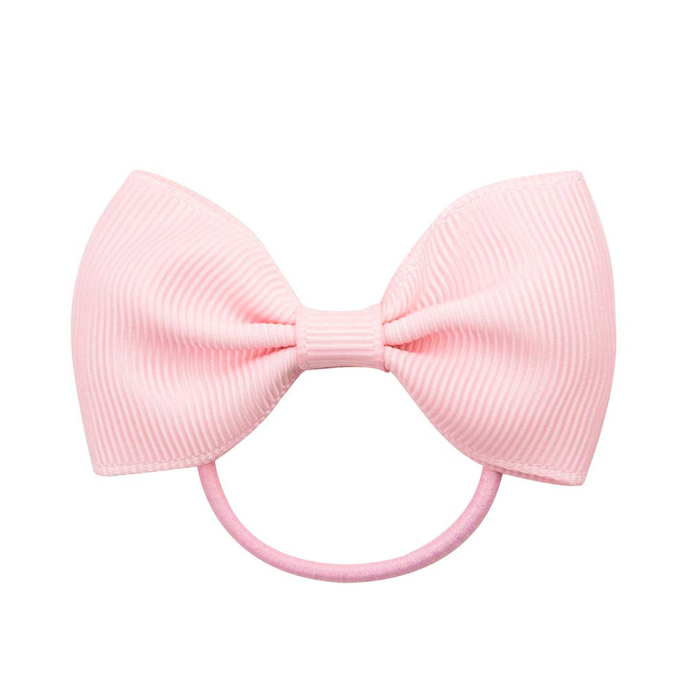 20Pcs Baby Girl Toddlers Hair Bows, Mini Elastic Hair Ties Accessories Bow Ponytail Holder Rubber Hair Bands for Girls Kids Teens (Pink, One Size)