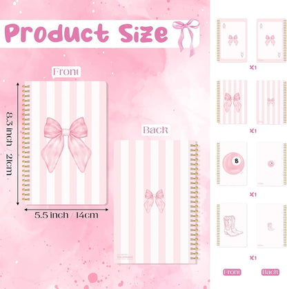 Pink Spiral Journal Notebook, 4 Pcs A5 Watercolor Coquette Notebook