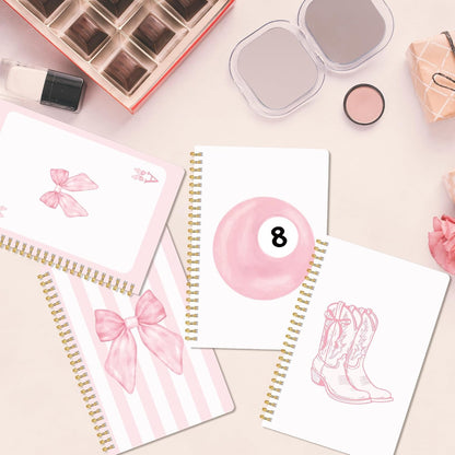 Pink Spiral Journal Notebook, 4 Pcs A5 Watercolor Coquette Notebook