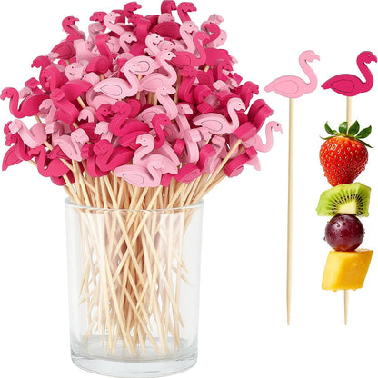 100PCS Pink Flamingo Cocktail Picks, Decorative Toothpicks for Appetizers
