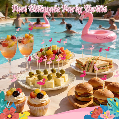 100PCS Pink Flamingo Cocktail Picks, Decorative Toothpicks for Appetizers