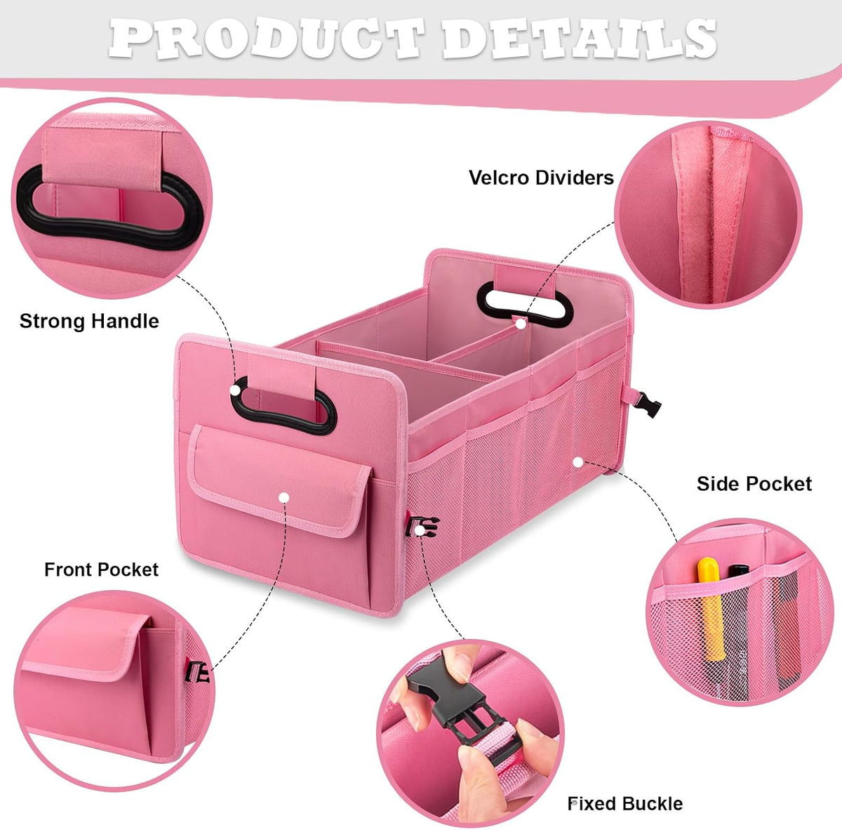 Car Trunk Organizer, Collapsible Car Organizers and Storage Pink