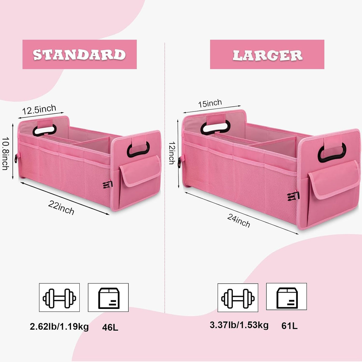 Car Trunk Organizer, Collapsible Car Organizers and Storage Pink