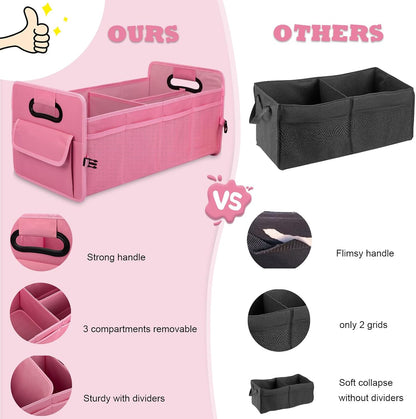 Car Trunk Organizer, Collapsible Car Organizers and Storage Pink