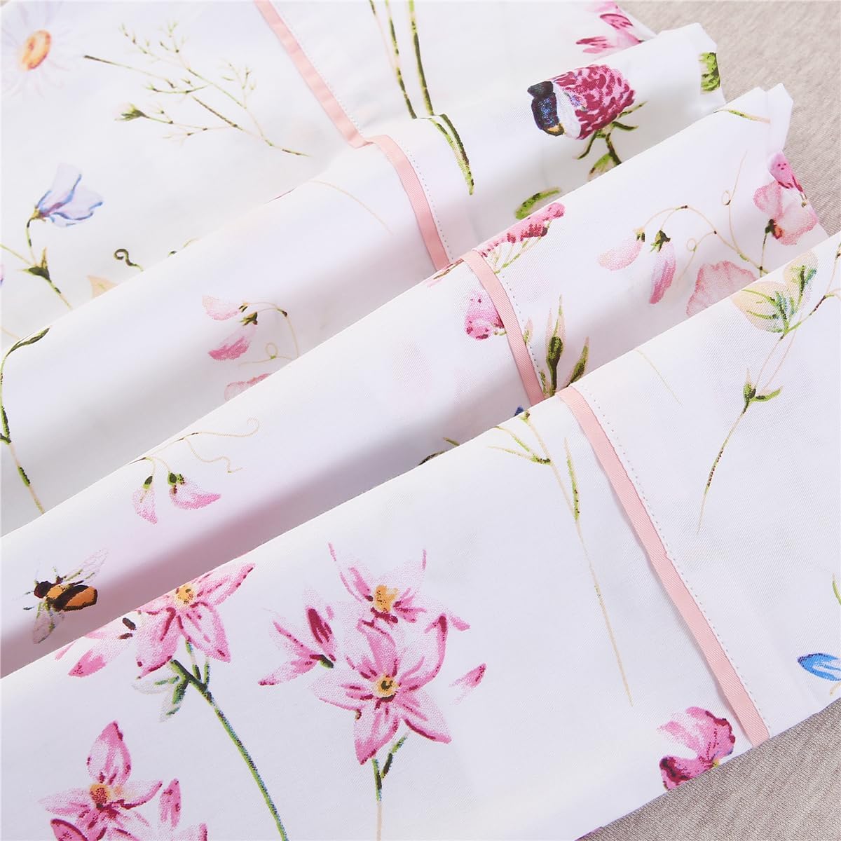 100% Cotton Botanical Floral Pillowcases Set of 2 Standard Size