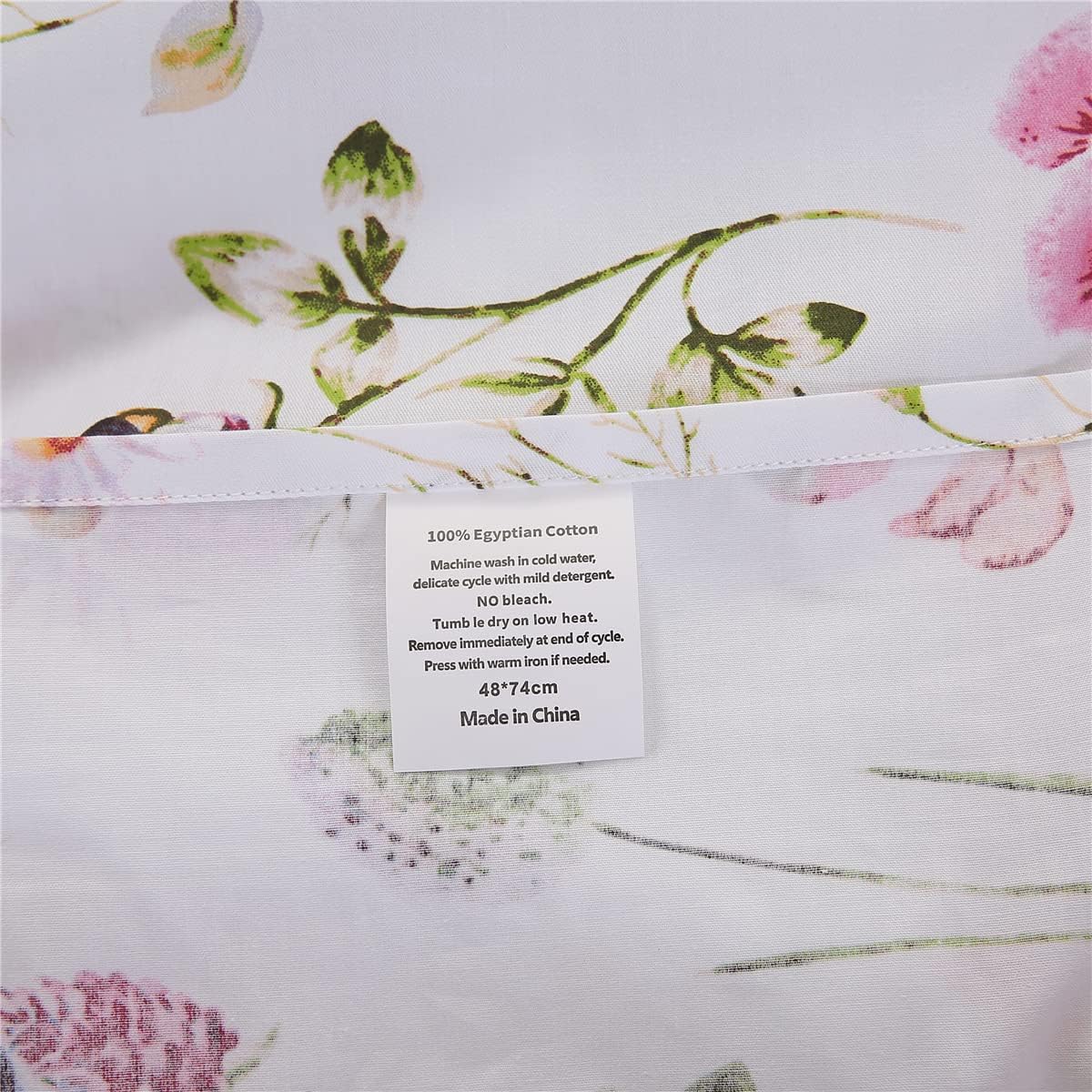 100% Cotton Botanical Floral Pillowcases Set of 2 Standard Size