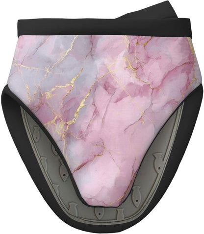 Light Pink Marble with Gold Mini Silicone Oven Mitts Heat and Slip Resistant Kitchen Mittens,Short Oven Gloves for Safe Cooking Baking & Grill,5.9"X5.9"
