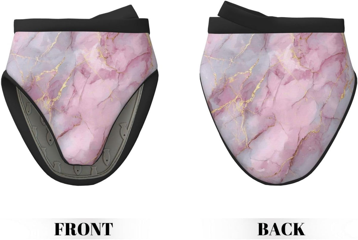Light Pink Marble with Gold Mini Silicone Oven Mitts Heat and Slip Resistant Kitchen Mittens,Short Oven Gloves for Safe Cooking Baking & Grill,5.9"X5.9"
