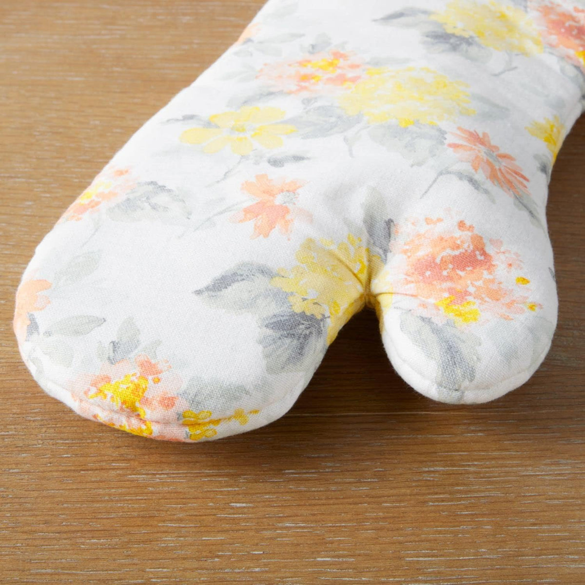 Amber Floral Oven Mitt & Pot Holder Set 2-Pack, Yellow/Coral, OM: 7"x13" & PH: 7"x10"