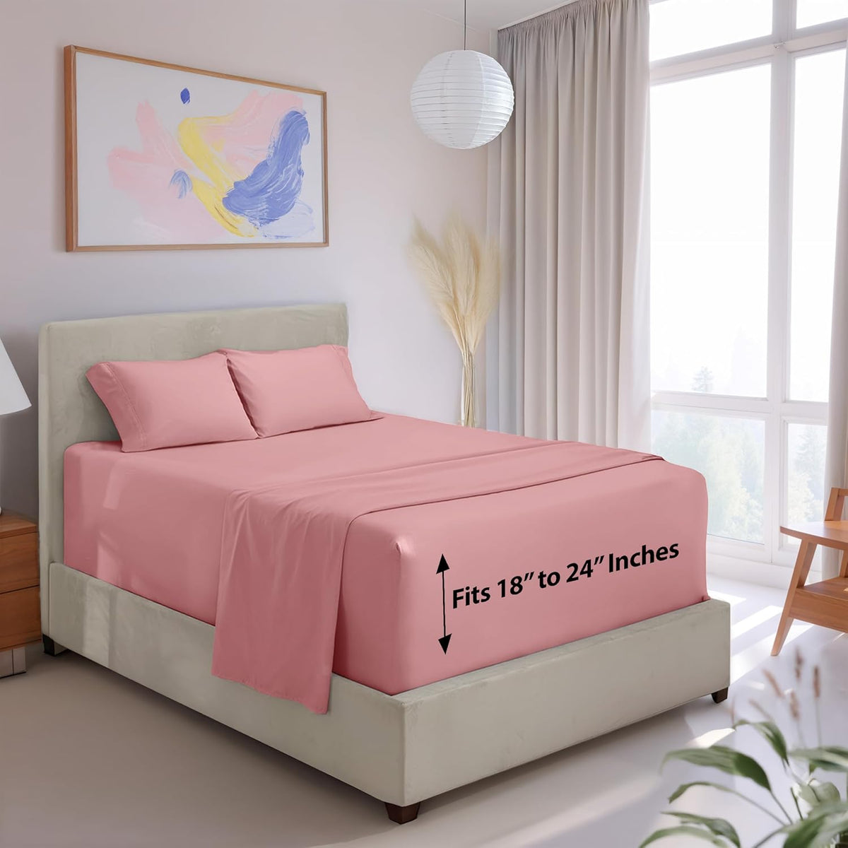 Extra Deep Pocket Queen Sheet Set, Pink Clay