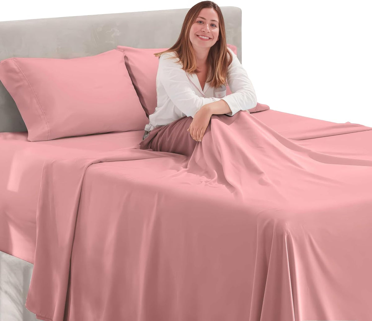 Extra Deep Pocket Queen Sheet Set, Pink Clay