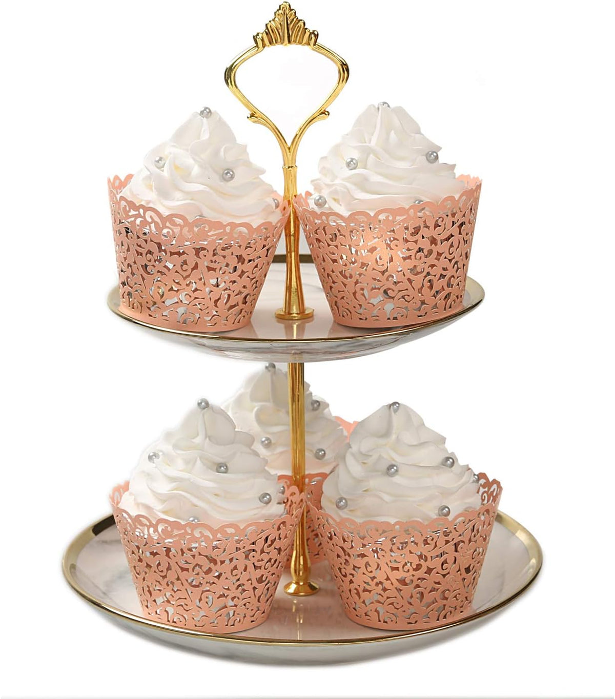 Pack of 120 Cupcake Wrappers Artistic Bake Cake Paper Cups Vine Designed Laser Cut Cupcake Wraps Baking Cup Muffin Case Trays for Wedding Baby Shower Party Birthday Decoration (120, Pink)