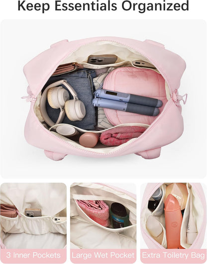 Gym Bag for Women Lightweight Duffle Bag for Travel with Toiletry Pouch Water Resistant Carry On Weekender Overnight Duffel