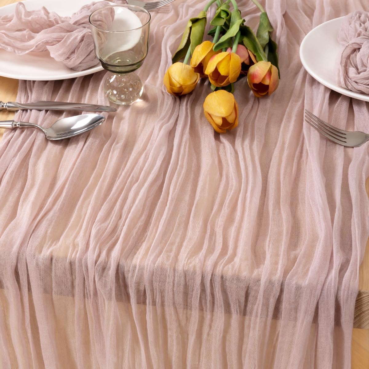 12 Pack Pink Table Runner 10ft Rustic Gauze Cheesecloth Table Decor