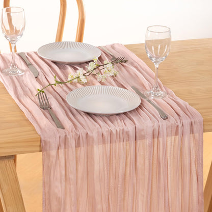 12 Pack Pink Table Runner 10ft Rustic Gauze Cheesecloth Table Decor