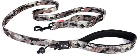 EzyDog Soft Trainer Dog Leash with Traffic Control Handle - Reflective Stitching for Nighttime Safety and Superior Strength and Comfortability for Training Large to Medium Dogs (72”, Green Camo)