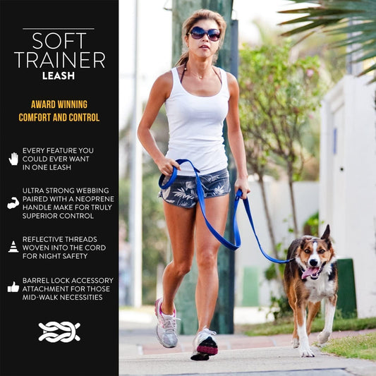 EzyDog Soft Trainer Dog Leash with Traffic Control Handle - Reflective Stitching for Nighttime Safety and Superior Strength and Comfortability for Training Large to Medium Dogs (72”, Green Camo)