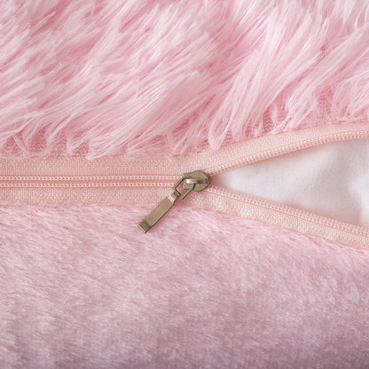 Plush Decorative Throw Pillow Covers Pink 16x16 Inch Pack of 2