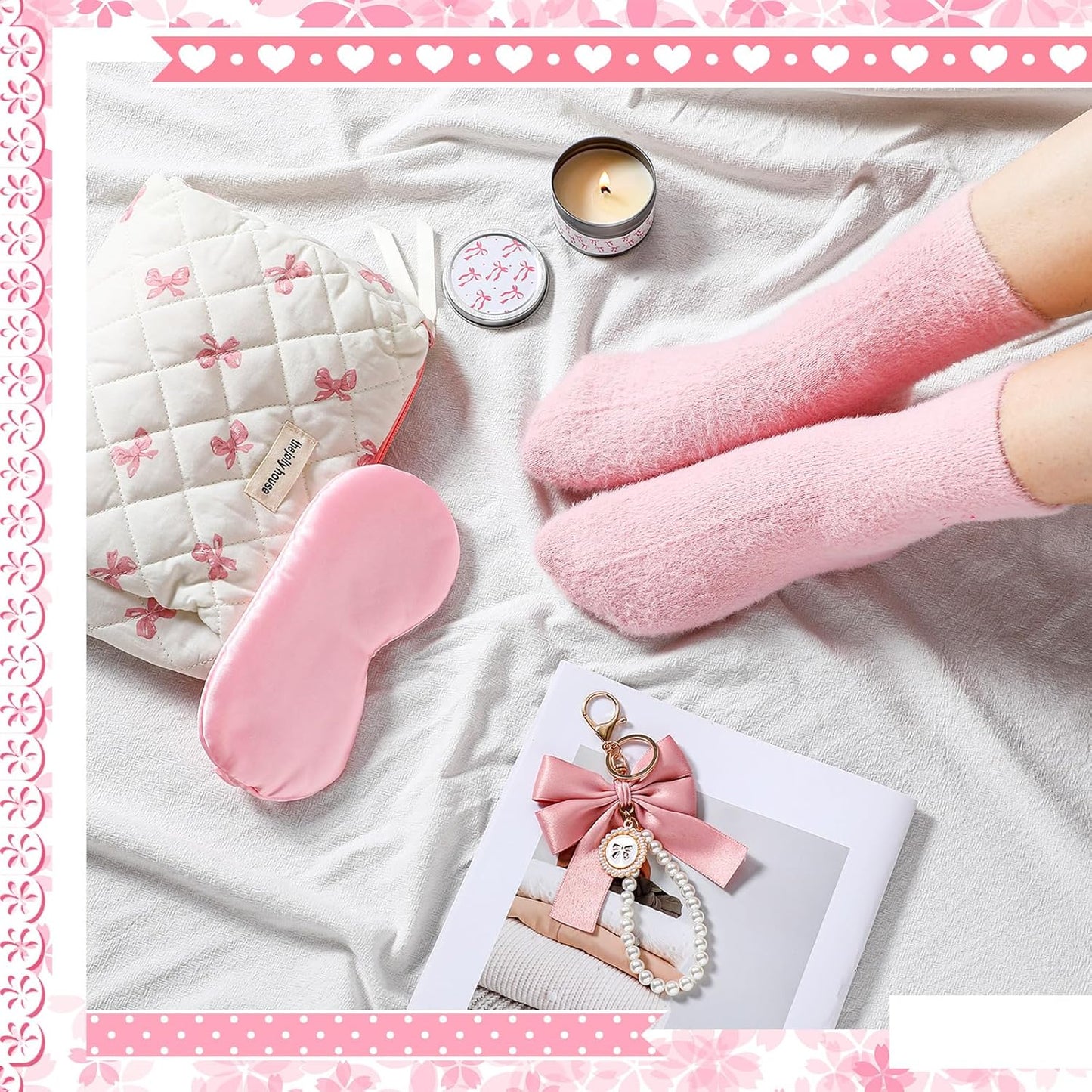Pink Bow Gift Baskets for Teen Girls, Women Trendy Stuff Coquette Bow Teen Girl Birthday Self Care Box Gift for Her, Sister Friend Women Sweet 16th 18th 21st Box