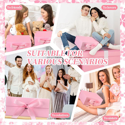 Pink Bow Gift Baskets for Teen Girls, Women Trendy Stuff Coquette Bow Teen Girl Birthday Self Care Box Gift for Her, Sister Friend Women Sweet 16th 18th 21st Box