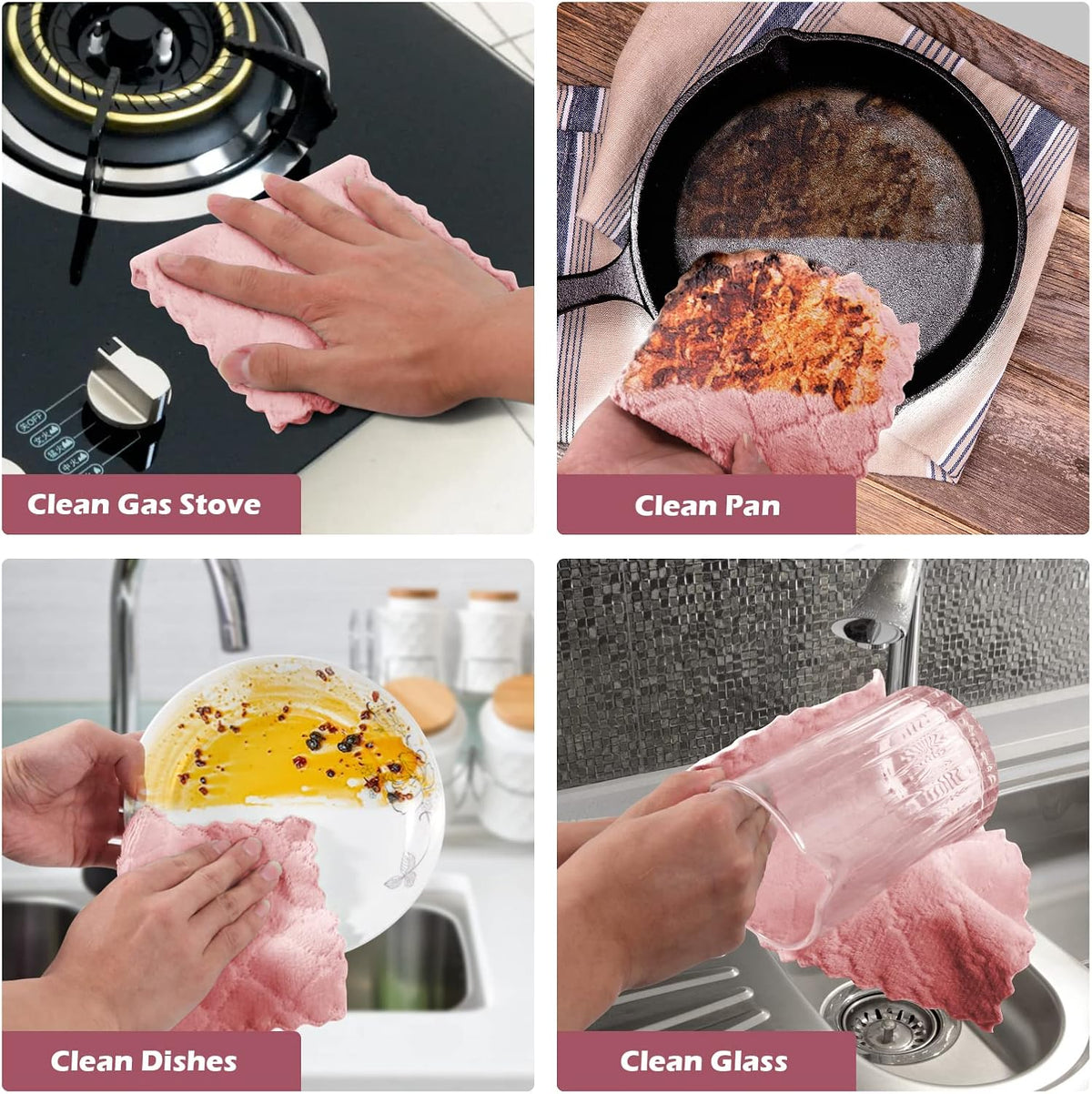 12 Pack Microfiber Cleaning Cloths Reusable Textured Cleaning Rags
