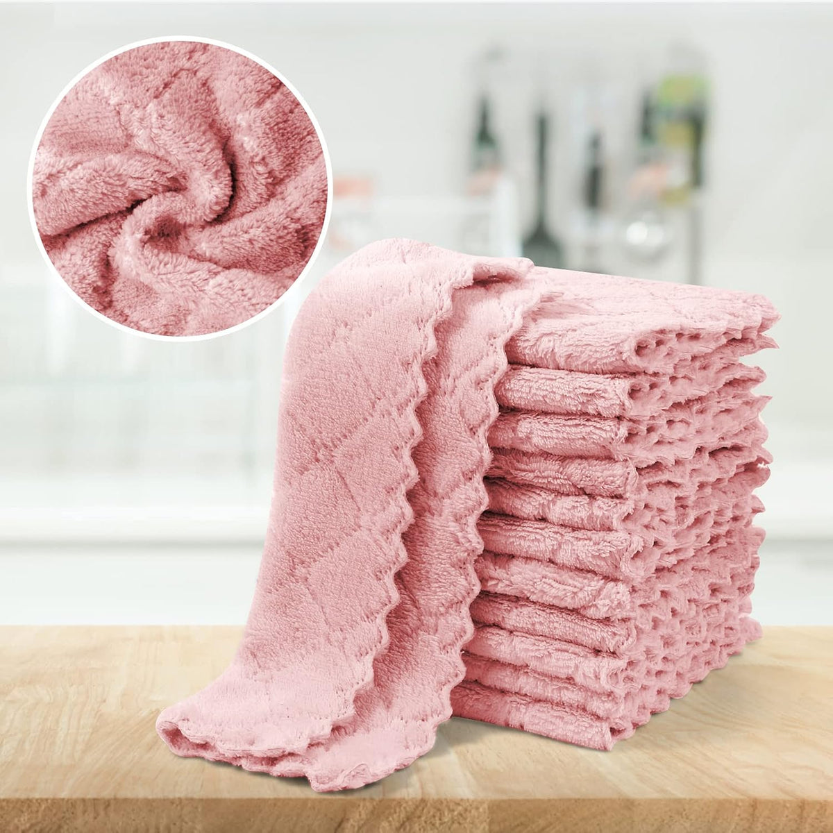 12 Pack Microfiber Cleaning Cloths Reusable Textured Cleaning Rags