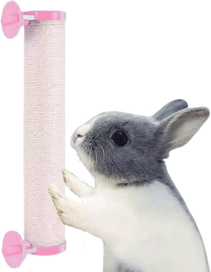 Rabbit Scratching Posts Cage - Rabbit Scratching Pole Designed for Cage Bunny Scratcher Sisal (Pink)