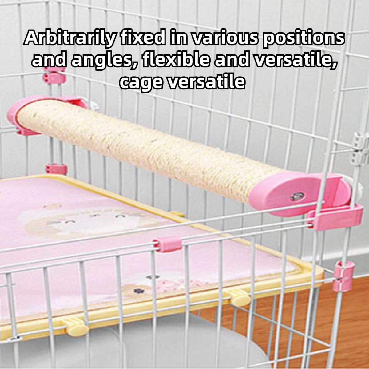Rabbit Scratching Posts Cage - Rabbit Scratching Pole Designed for Cage Bunny Scratcher Sisal (Pink)