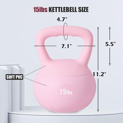 Soft Kettlebells, Iron Sand Filled Strength Training Weights, Shock-Proof with Wide-Grip Handle, Fitness Kettlebells for Home Gym