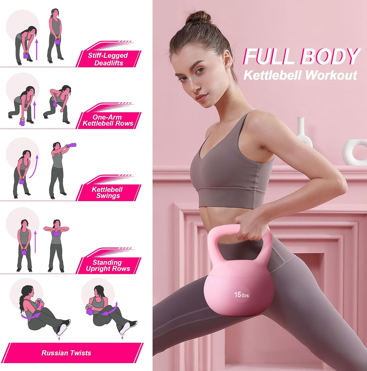 Soft Kettlebells, Iron Sand Filled Strength Training Weights, Shock-Proof with Wide-Grip Handle, Fitness Kettlebells for Home Gym