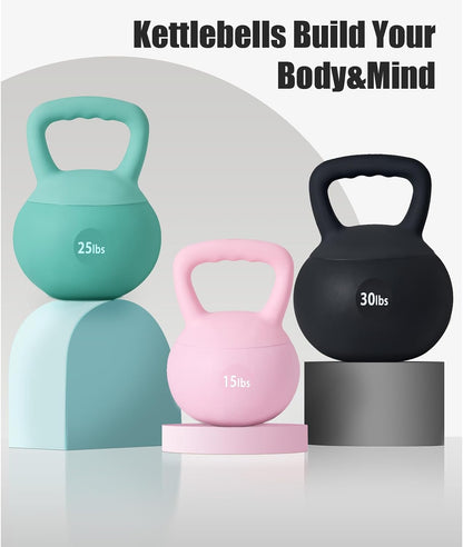 Soft Kettlebells, Iron Sand Filled Strength Training Weights, Shock-Proof with Wide-Grip Handle, Fitness Kettlebells for Home Gym