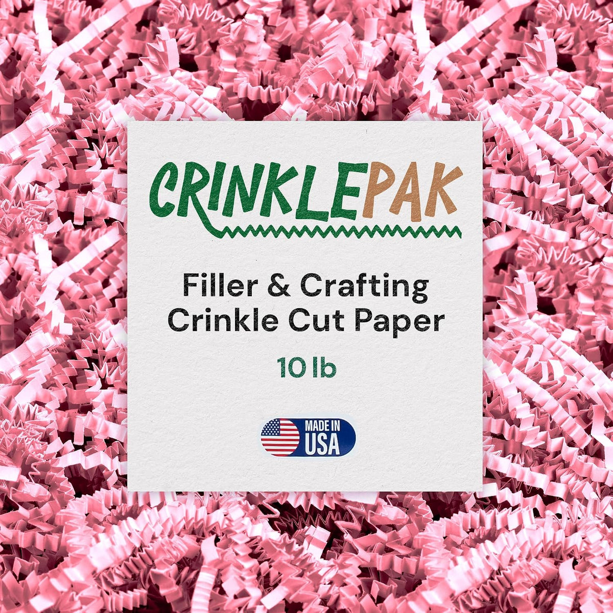 10 LB Pink Crinkle Paper Shred – USA Made Gift Basket Filler for Mother's Day, Weddings, Birthdays – Eco-Friendly Shredded Paper for Gift Wrap, Packaging & Small Business