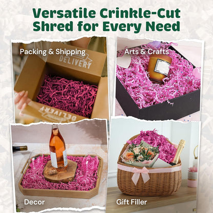 10 LB Pink Crinkle Paper Shred – USA Made Gift Basket Filler for Mother's Day, Weddings, Birthdays – Eco-Friendly Shredded Paper for Gift Wrap, Packaging & Small Business