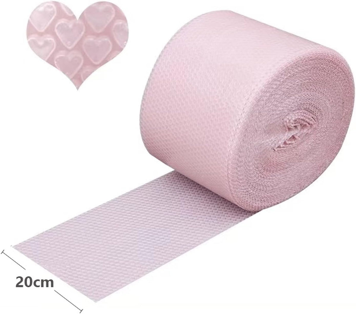 5m x 20cm Pink Heart Bubble Cushioning Wrap Roll, Shockproof Protective Packaging Film for Gifts, Wedding Decoration (Light Pink)