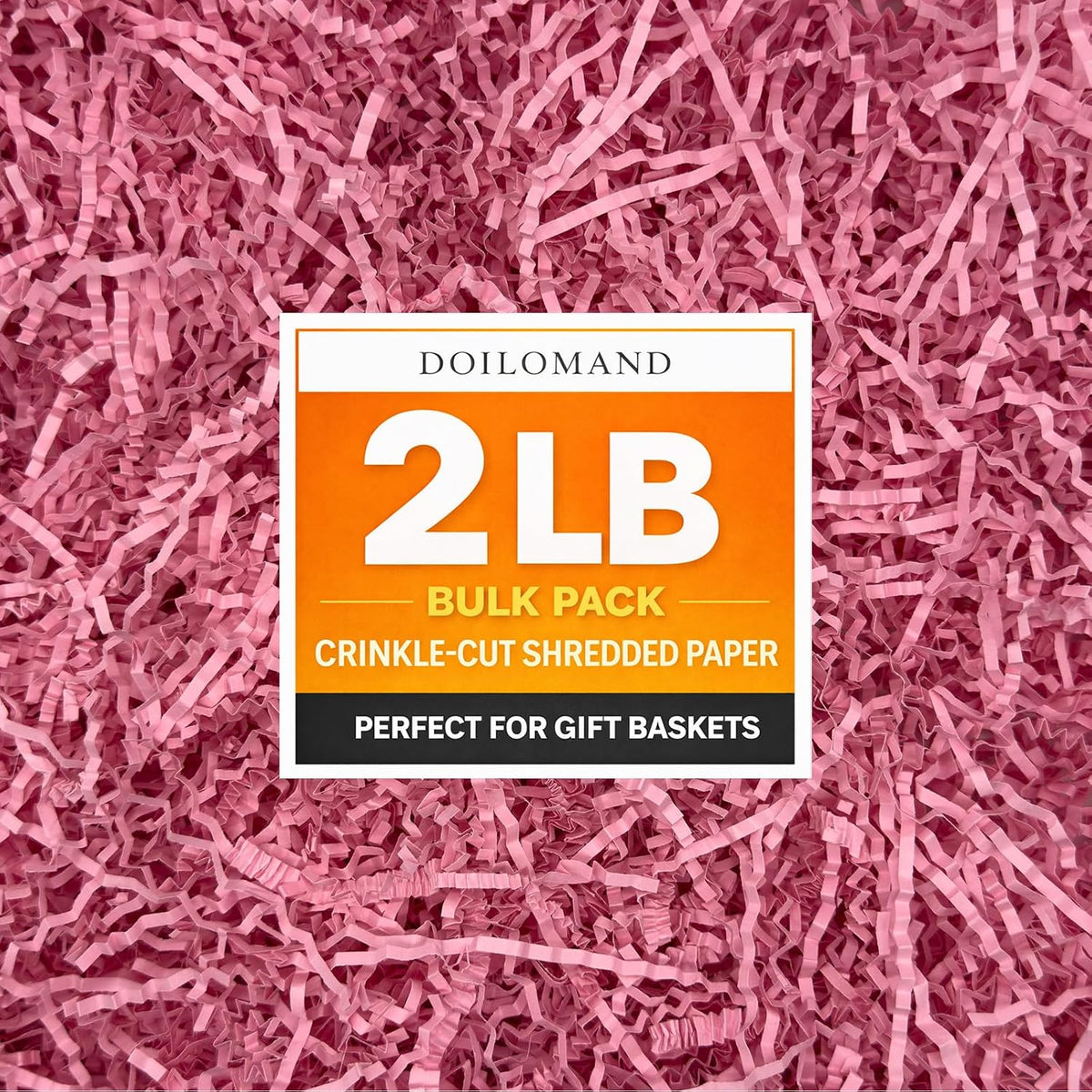 2 LB Pink Crinkle Cut Paper Shred Filler, Decorative Packing Paper for Gift Boxes, Basket Filling, Shipping Protection & Party Packaging Supplies