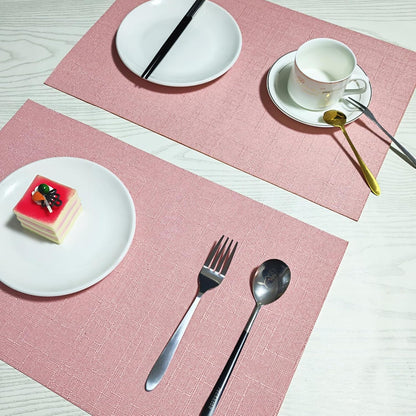 Placemats Set of 4 for Dining Table, Placemats with Embroidery, Table Mats for Dining Table 12"x18"（Pink