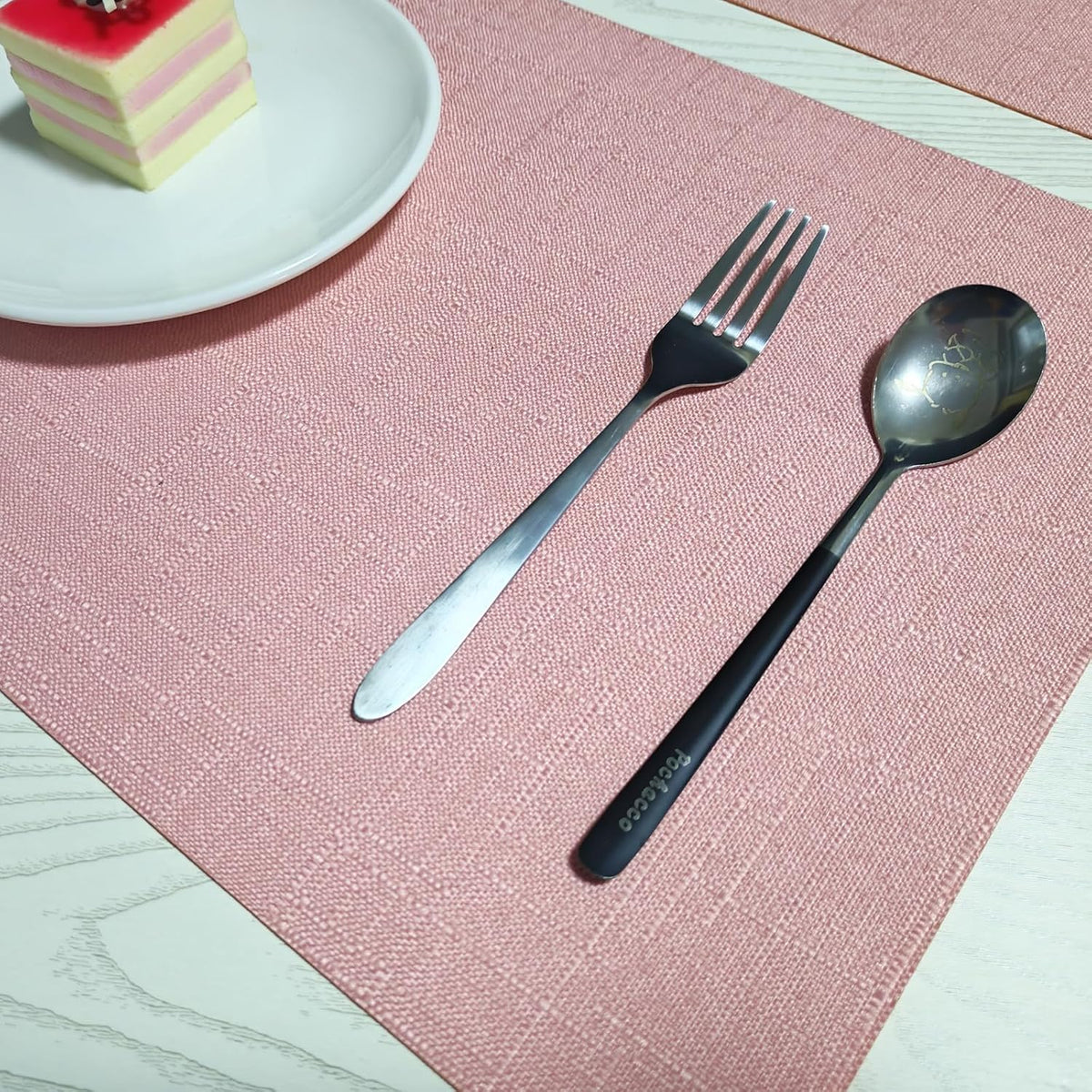 Placemats Set of 4 for Dining Table, Placemats with Embroidery, Table Mats for Dining Table 12"x18"（Pink