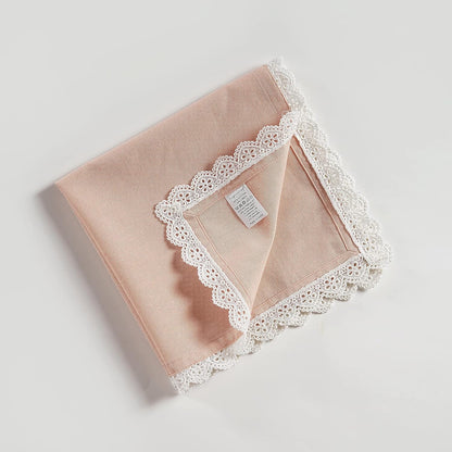 FINGERCRAFT Dinner Cloth Napkins Cotton 6 Pack Premium Quality Mitered Corners with Elegant Lace for Every Day Use Reataurant Wedding Christmas Napkins Cloth Good Absorbency 20in x 20in (Dusty Pink)