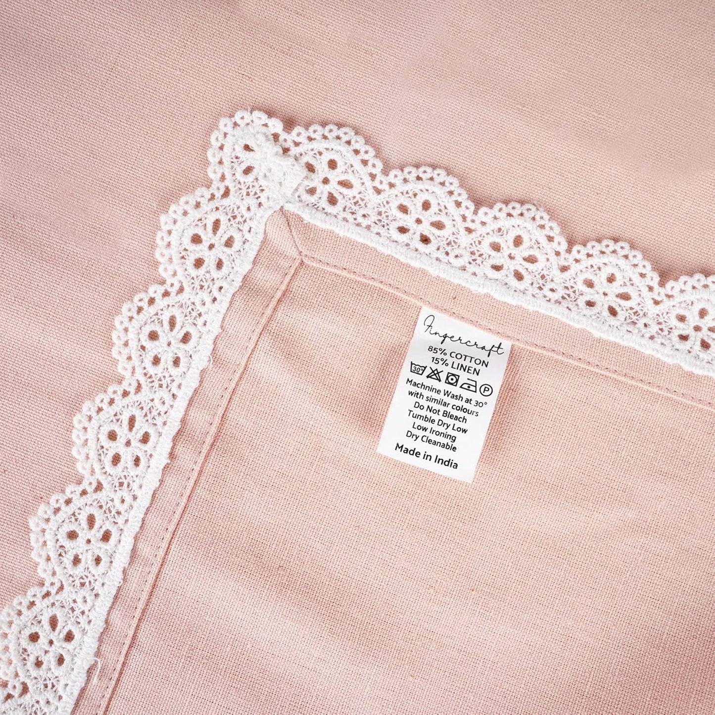 FINGERCRAFT Dinner Cloth Napkins Cotton 6 Pack Premium Quality Mitered Corners with Elegant Lace for Every Day Use Reataurant Wedding Christmas Napkins Cloth Good Absorbency 20in x 20in (Dusty Pink)