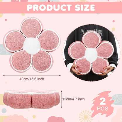 2 Pack Flower Pillows Cute Flower Shaped Pillows Daisy Pillow Throw Soft Floor Cushion for Living Room Bedroom Sofa Couch Winter Warm Decoration 15.7 Inch(Pink)