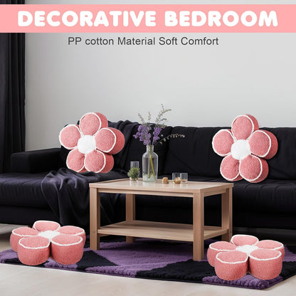 2 Pack Flower Pillows Cute Flower Shaped Pillows Daisy Pillow Throw Soft Floor Cushion for Living Room Bedroom Sofa Couch Winter Warm Decoration 15.7 Inch(Pink)