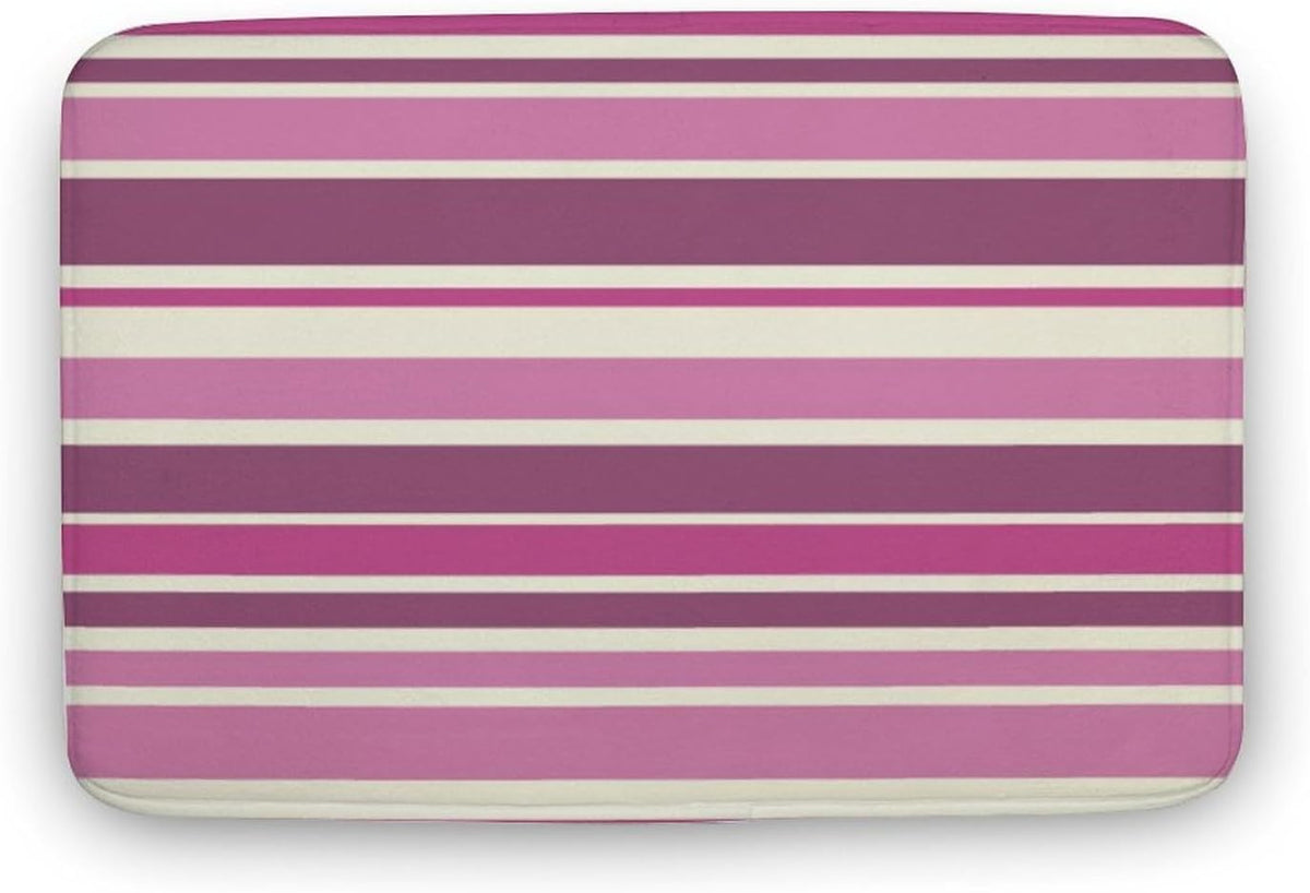 Pink Beige Stripes Bath Mat Rug 32x20, Ultra Soft Bathroom Rug, Non Slip and Absorbent Bath Rug Carpet for Bathroom Floor, Tub and Shower