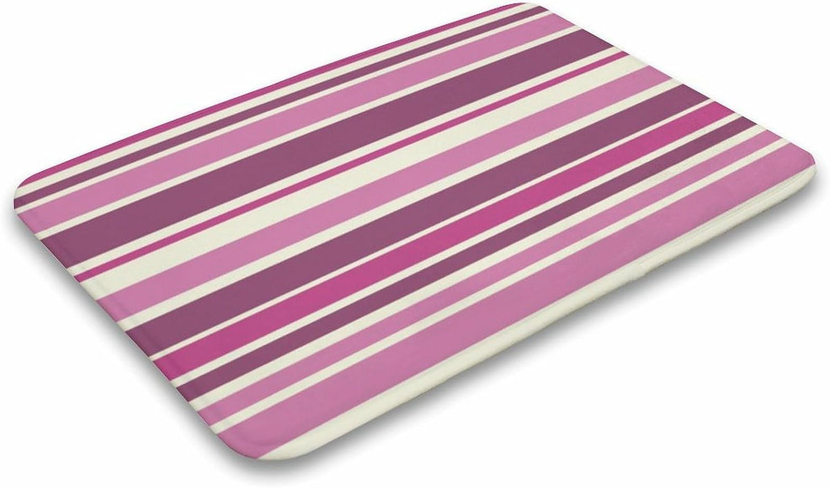 Pink Beige Stripes Bath Mat Rug 32x20, Ultra Soft Bathroom Rug, Non Slip and Absorbent Bath Rug Carpet for Bathroom Floor, Tub and Shower