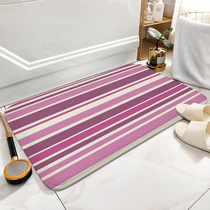 Pink Beige Stripes Bath Mat Rug 32x20, Ultra Soft Bathroom Rug, Non Slip and Absorbent Bath Rug Carpet for Bathroom Floor, Tub and Shower