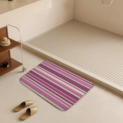Pink Beige Stripes Bath Mat Rug 32x20, Ultra Soft Bathroom Rug, Non Slip and Absorbent Bath Rug Carpet for Bathroom Floor, Tub and Shower