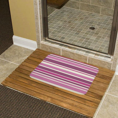 Pink Beige Stripes Bath Mat Rug 32x20, Ultra Soft Bathroom Rug, Non Slip and Absorbent Bath Rug Carpet for Bathroom Floor, Tub and Shower
